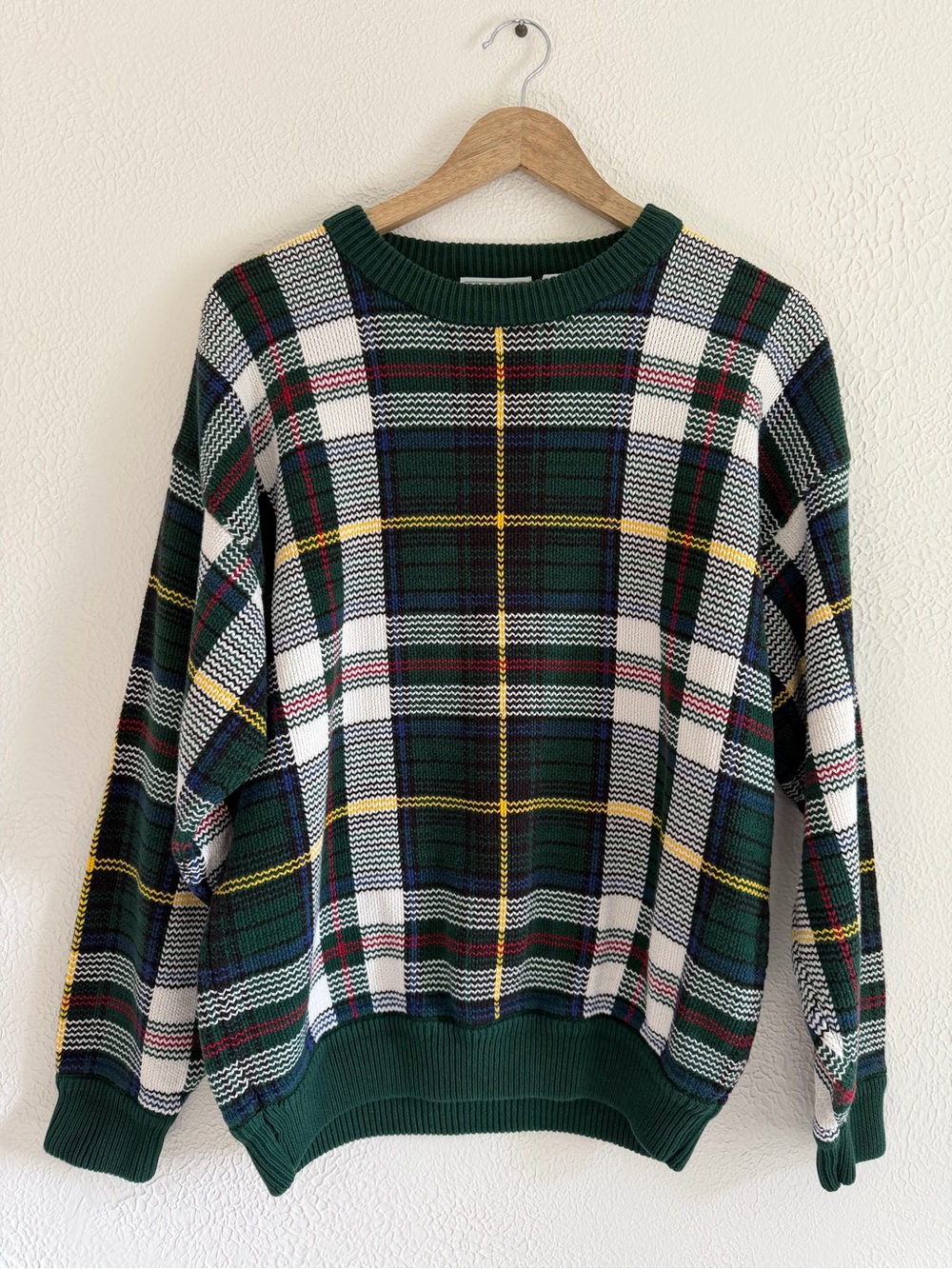 90s Vintage IZOD Plaid Cotton Knit Crewneck Sweater